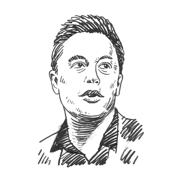 Elon Musk，商业巨头和发明家. 图库插图