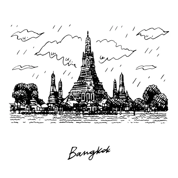 Tempio di Wat Arun a Bangkok, Thailandia. — Vettoriale Stock