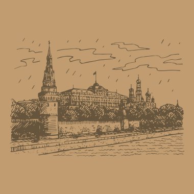 Görünümü Moskova Kremlin ve Moskova Nehri, Rusya Federasyonu.