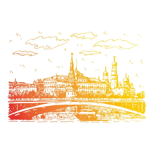 Bolshoy Kamenny köprüde Moskova Nehri ve Moskova, Rusya Kremlin görünümünü.