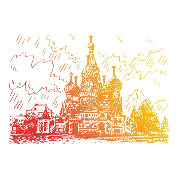Καθεδρικός ναός του Αγίου Βασιλείου στην Κόκκινη πλατεία στη Μόσχα, Ρωσία. — Διανυσματικό Αρχείο