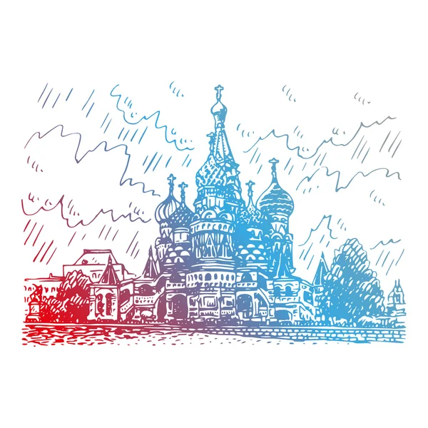 सेंट्रल मॉस्को, रूस में रेड स्क्वायर पर बेसिल कैथेड्रल . — स्टॉक वेक्टर