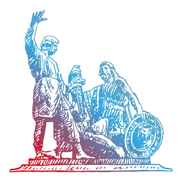 纪念碑米宁和波扎尔斯基在俄罗斯莫斯科红场. — 图库矢量图片