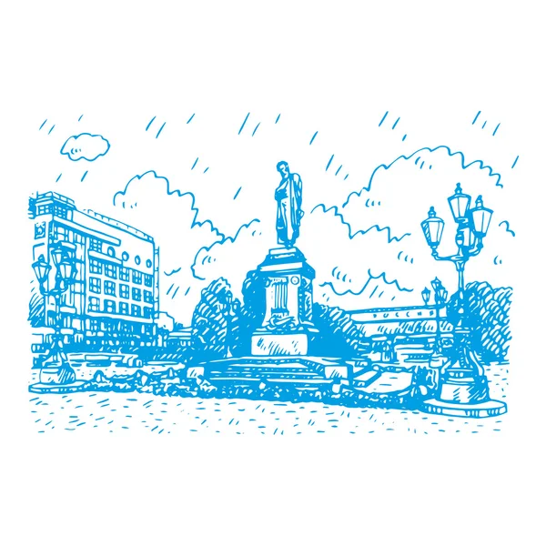 Monumento al poeta ruso Pushkin en Moscú Plaza Pushkin . — Archivo Imágenes Vectoriales