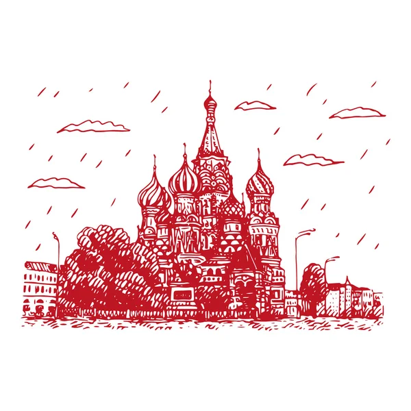 Vue de St. Cathédrale Basilique sur la Place Rouge à Moscou, Russie . — Image vectorielle