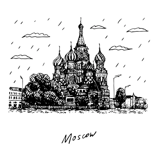Vista de St. Catedral de Basilio en la Plaza Roja de Moscú, Rusia . — Vector de stock