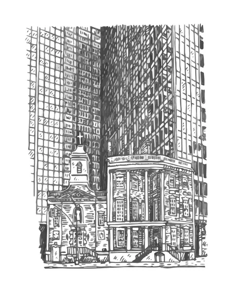 Svatyně sv Elizabeth Ann Bayley Seton a James Watson House, New York City, Usa. — Stockový vektor