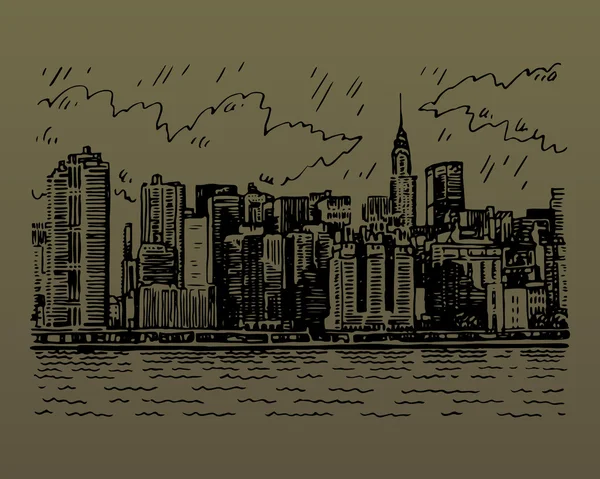 Панорамний вид на Манхеттен, Нью-Йорк, США. — стоковий вектор
