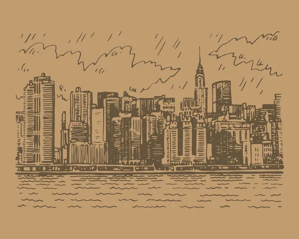 曼哈顿，纽约，美国的全景视图. — 图库矢量图片
