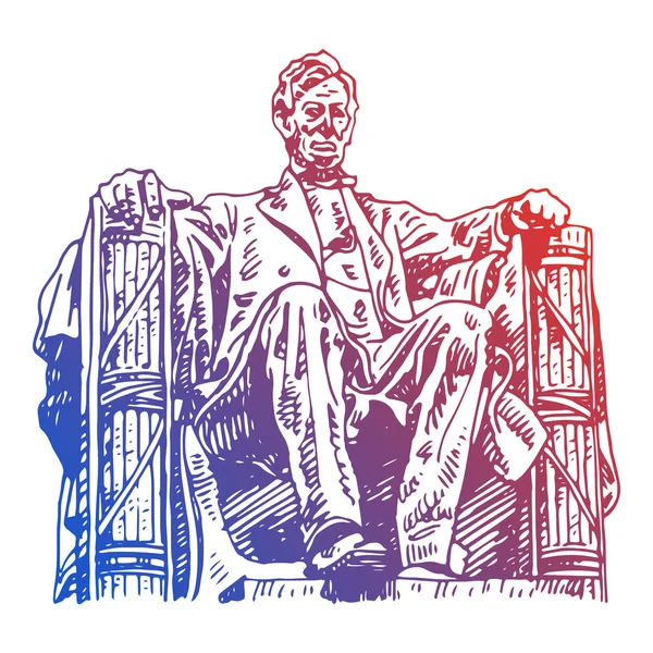 Statue d'Abraham Lincoln, Lincoln Memorial, Washington DC, États-Unis . — Image vectorielle