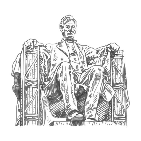 Staty av Abraham Lincoln, Lincoln Memorial, Washington Dc, Usa. — Stock vektor