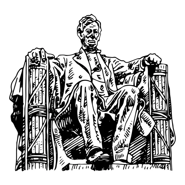 Statua di Abraham Lincoln, Lincoln Memorial, Washington DC, USA . — Vettoriale Stock