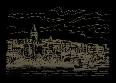 Karaköy ve Galata kulesinden Boğaziçi, Istanbul, Türkiye. 
