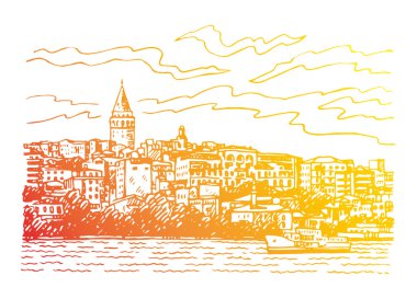 Karaköy ve Galata kulesinden Boğaziçi, Istanbul, Türkiye. 