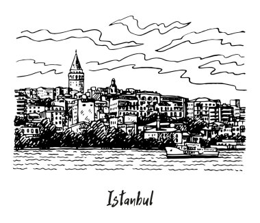 Karaköy ve Galata kulesinden Boğaziçi, Istanbul, Türkiye. 