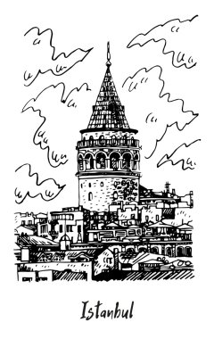 Galata Tower, Istanbul, Turkey.  clipart