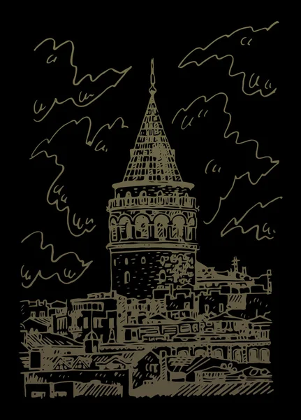 Galata Tower, Istanbul, Turecko. — Stockový vektor