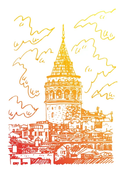 Galata Tower, Istanbul, Turecko. — Stockový vektor