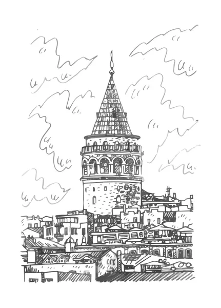 Galata Tower, Isztambul, Törökország. — Stock Vector