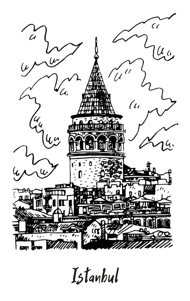 Galata Tower, Istanbul, Turecko. — Stockový vektor