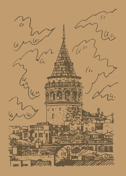 Galata Tower, Istanbul, Turkije. — Stockvector