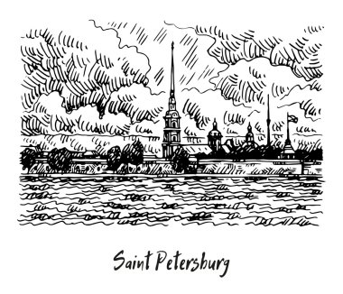 Peter ve Paul Fortress Neva Nehri, St. Petersburg, Rusya Federasyonu. 