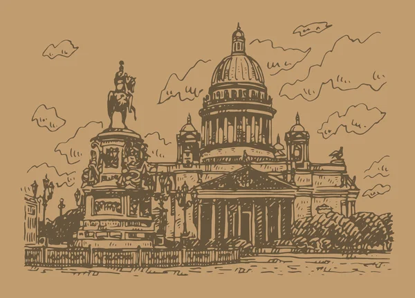 Saint Isaac Katedrali ve İmparator Nicholas Anıtı ben Saint Petersburg, Rusya. 