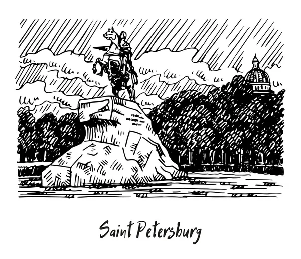 Пам'ятник Петро Великий (бронзовий вершник). — стоковий вектор