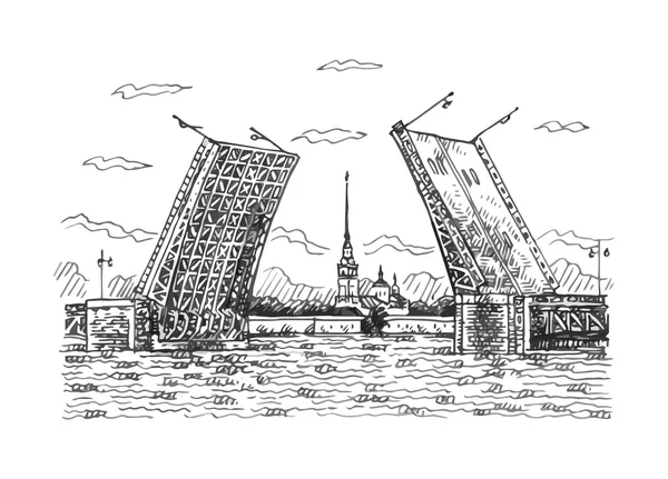 Peter ve Paul Fortress - Saint Petersburg, Rusya'nın sembolü ile Palace Bridge görünümünü. 