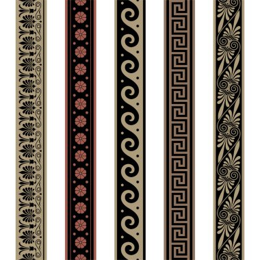 Greek border ornaments. Seamless decoration patterns. clipart