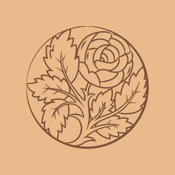 Viñeta vintage y decoración de página con flor de rosa — Vector de stock