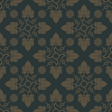 Altın sorunsuz arka plan ile çiçek öğeleri.