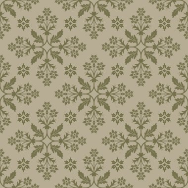 Beige seamless background with floral elements.