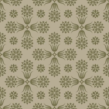 Beige seamless background with floral elements.