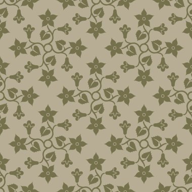 Beige seamless background with floral elements.