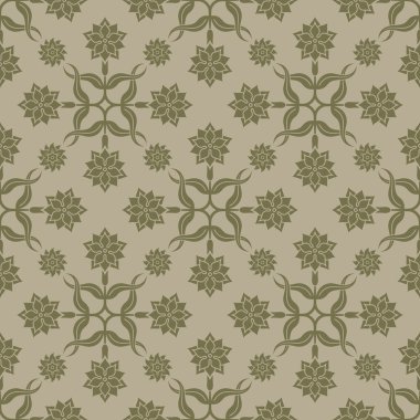 Beige seamless background with floral elements.