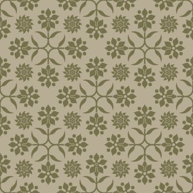 Beige seamless background with floral elements.