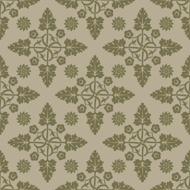 Beige seamless background with floral elements.