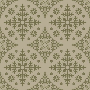 Beige seamless background with floral elements.
