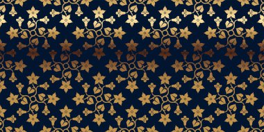 Vector card with gold floral pattern.