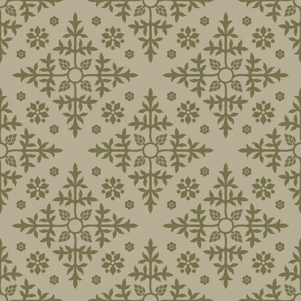 Beige seamless background with floral elements. — Stock vektor