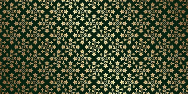 Green card with gold pattern. — Stockvector