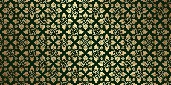 Green card with gold pattern. — Stock vektor