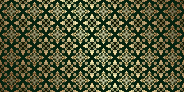 Green card with gold pattern. — Stockvector