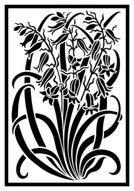 Siyah çiçek süsleme silüeti.