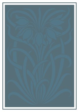 Çiçek süs mavi siluet.