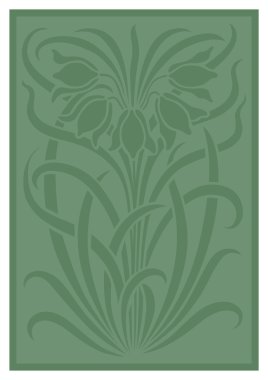 Yeşil çiçek süsleme silüeti.