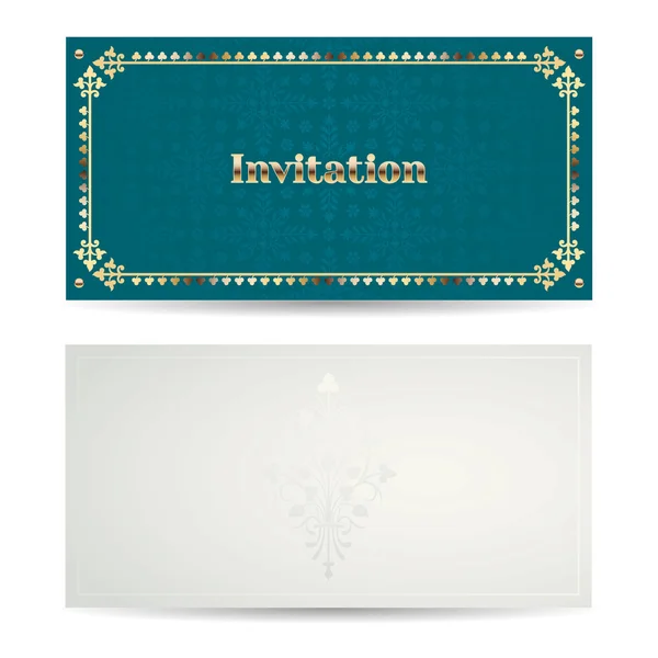 Vector vintage convite horizontal de luxo com um belo padrão e fronteira . — Vetor de Stock