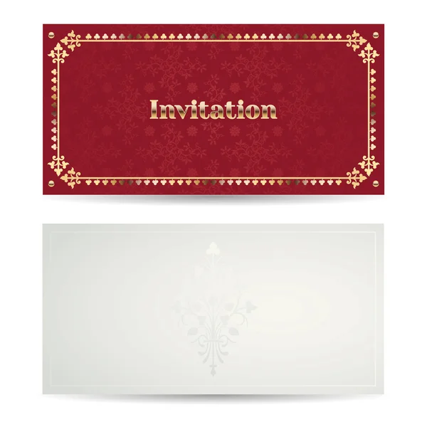 Vector vintage luxury horizontal invitation with a beautiful pattern and border. — 스톡 벡터