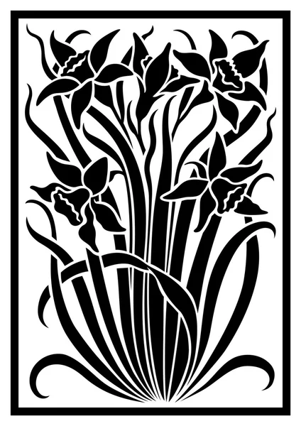 Negro vector silueta de flores ornamento . — Vector de stock